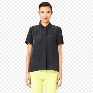 Kate Spade Saturday Dark Gray Silk Pocket Shirt